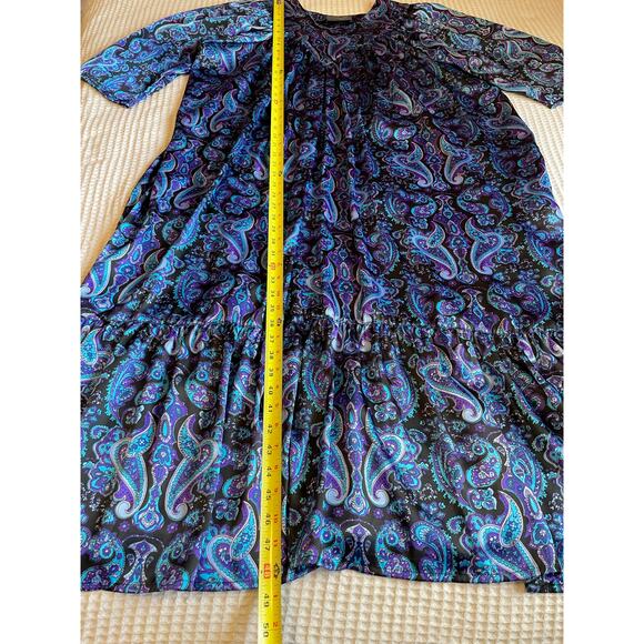 Lizzie B by The Young and Restofus Blue & Black Paisley Silkey Night Dress Mumu - Picture 7 of 9